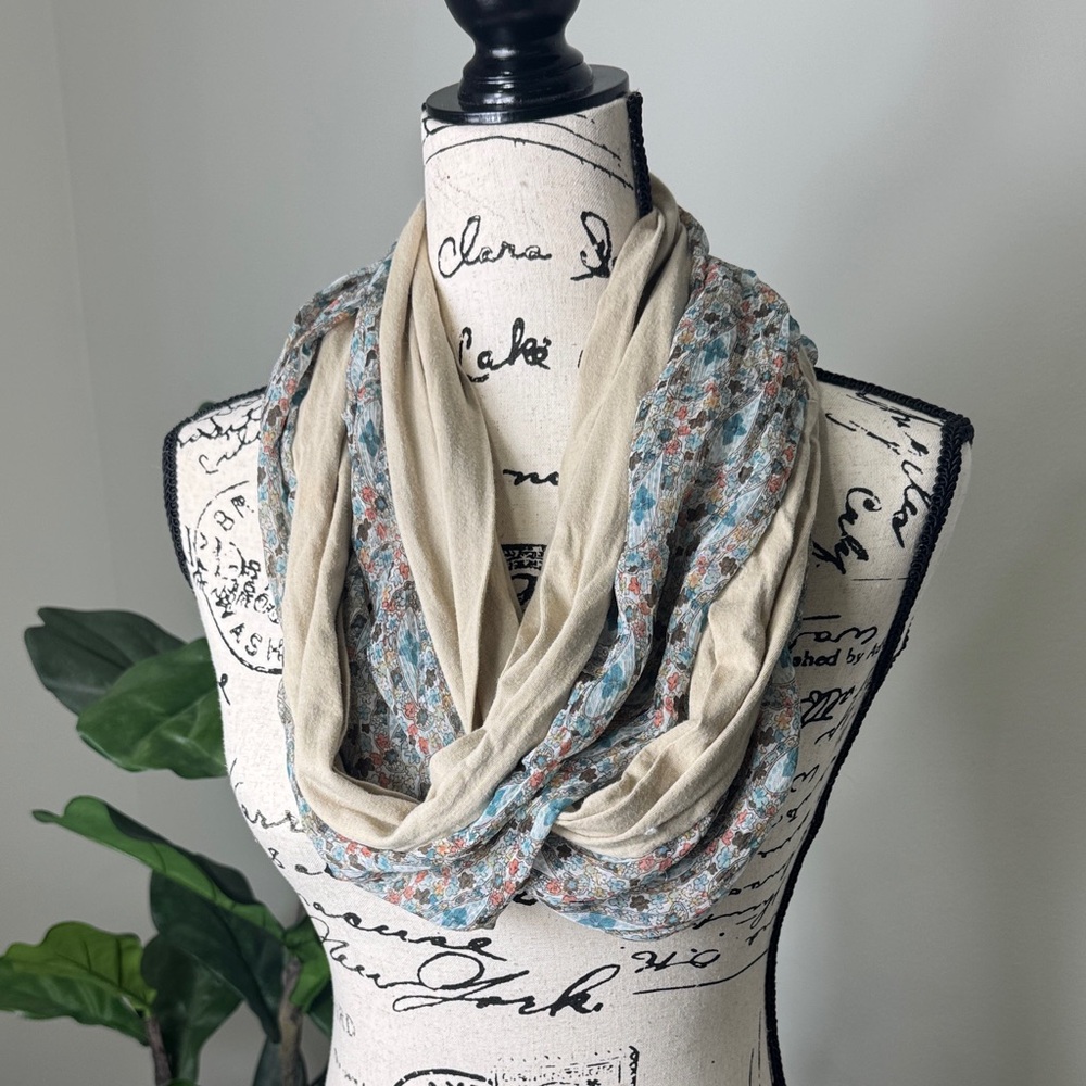 Floral Beige Infinity Scarf
